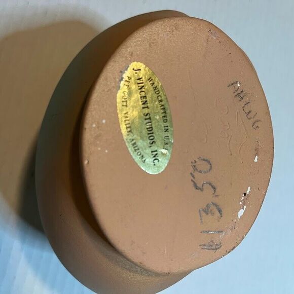 J. Vincent Studios Handcrafted Southwest Decor Open Vase w/Coyote Shelf Decor - Picture 2 of 4